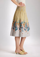 One Size Rock LONGERO-S in Midi-Länge mit Gummibund in Gelb mit Blumenmuster