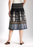 One Size Rock LONGERO-S in Midi-Länge mit Gummibund in Schwarz mit Palmenmuster