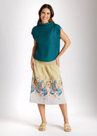 One Size Rock LONGERO-S in Midi-Länge mit Gummibund in Gelb mit Blumenmuster