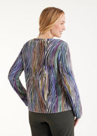 Pullover APULO mit U-Boot-Ausschnitt, langen Armen und mehrfarbigem Muster in Blau- und Violetttönen