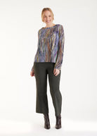 Pullover APULO mit U-Boot-Ausschnitt, langen Armen und mehrfarbigem Muster in Blau- und Violetttönen