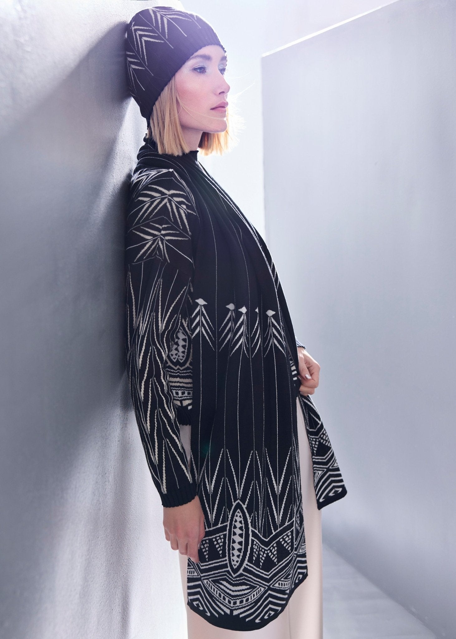 Rechteckiger Strickschal DASALA aus Baumwoll-Mix in Doubleface-Optik - FOX'S-Fashion