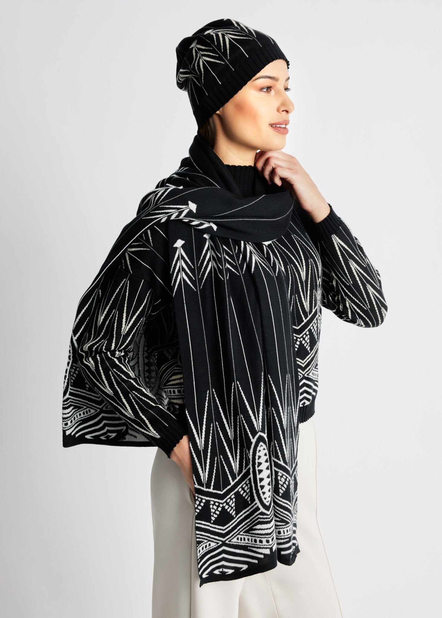 Rechteckiger Strickschal DASALA aus Baumwoll-Mix in Doubleface-Optik - FOX'S-Fashion