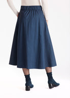 Rock JIGIRO in Midi-Länge mit Falten und seitlichen Eingrifftaschen in Blau