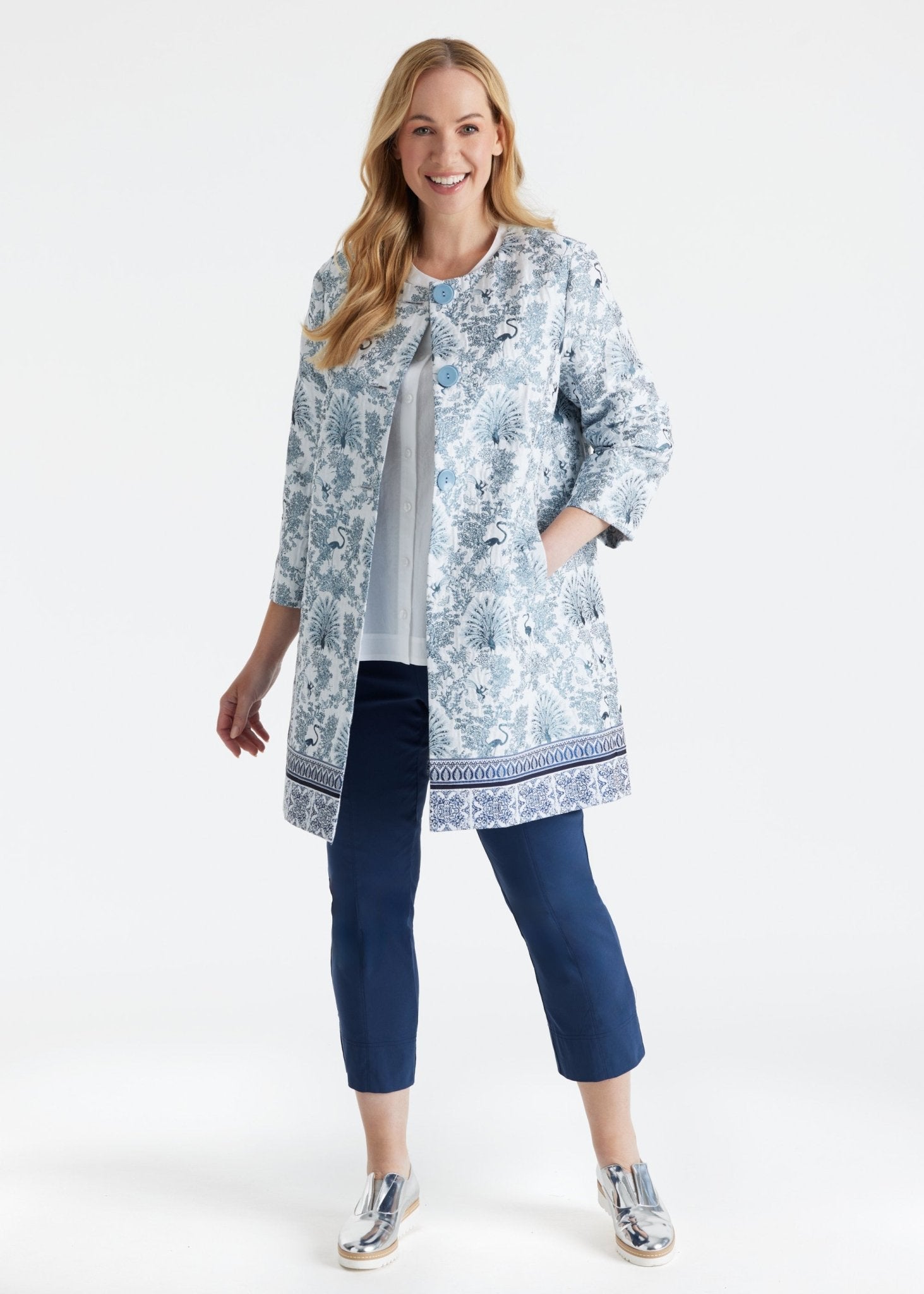 Schmale 7/8 - Hose MESSINI aus Baumwollmix mit Stretch - FOX'S - Fashion