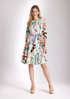 Ärmelloses Midi-Kleid DEMONA mit Rundhalsausschnitt, taillierter Form und floralem Print