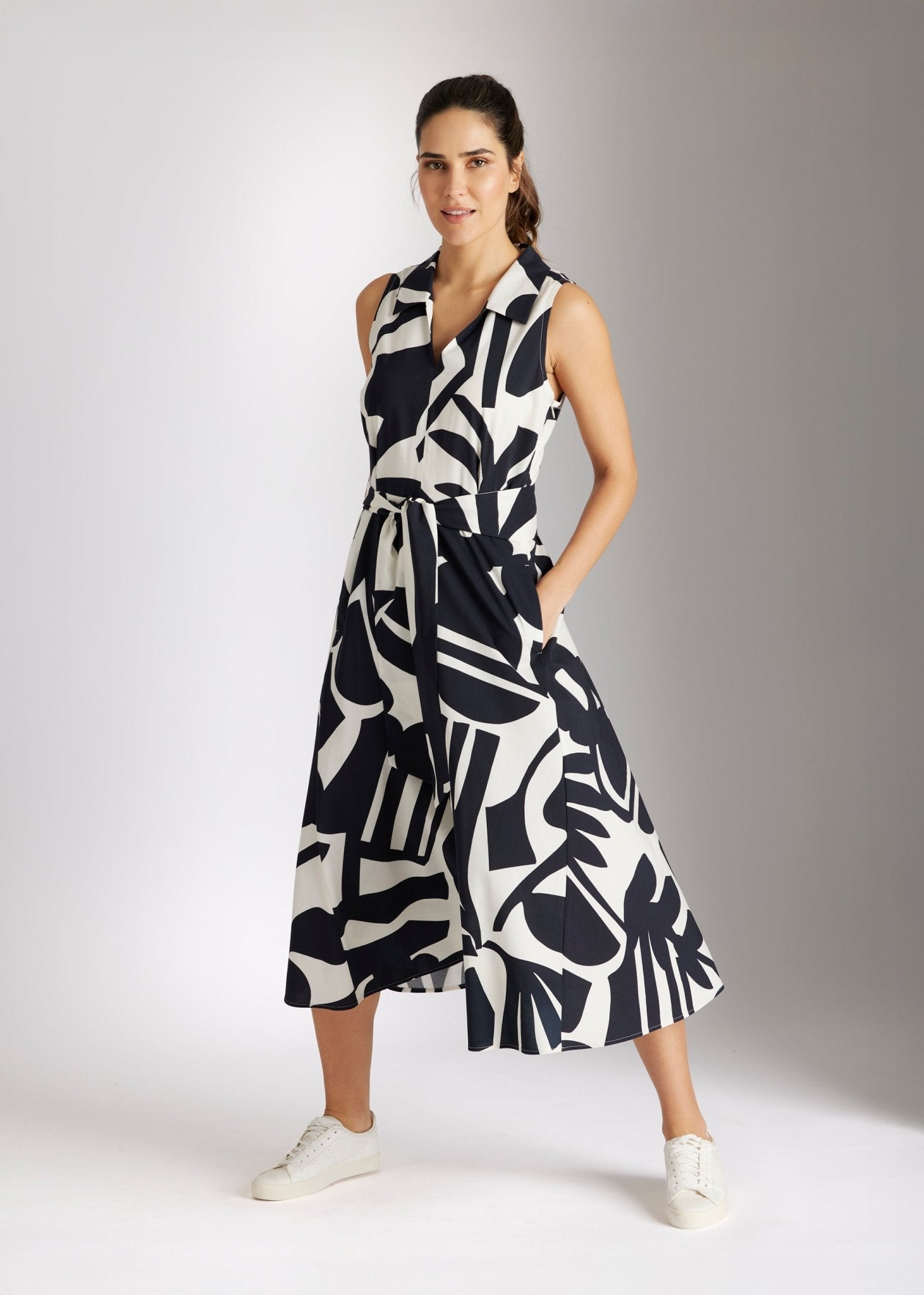 Tailliertes Midi - Kleid QUANOTA aus Viskose - Baumwolle - Mix - FOX'S - Fashion