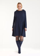 Kurze Tunika JUNIKA mit Kragen, langen Armen und seitlichen Eingrifftaschen in Dunkelblau