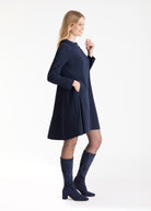 Kurze Tunika JUNIKA mit Kragen, langen Armen und seitlichen Eingrifftaschen in Dunkelblau