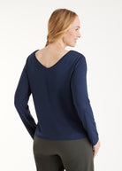 Langarm Shirt CLIVONITA mit Rundhals und V-Ausschnitt in Blau