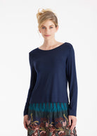 Langarm Shirt CLIVONITA mit Rundhals und V-Ausschnitt in Blau